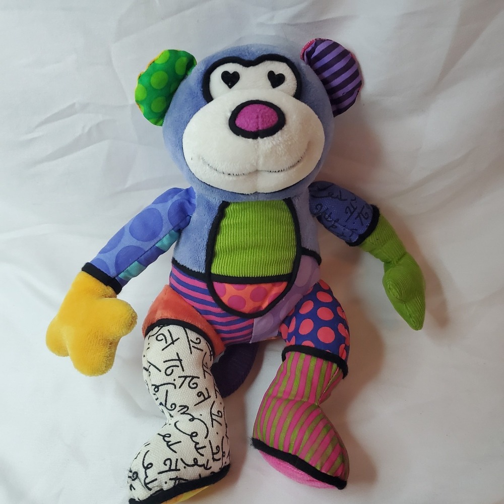 Enesco Matisse the Monkey Romero Britto Pop Plush Colorful 9" Special Edition